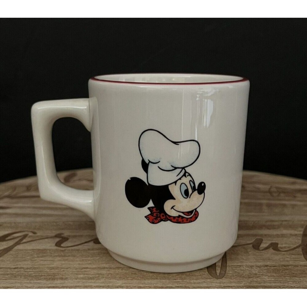 Disney Mickey Mouse 2-Sided Chef Hat Coffee Diner Mug Cup 8oz Buffalo China Vtg